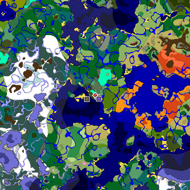 Predicted biome map of Java 1.21.4 seed -6034811349431015947 around estimated spawn