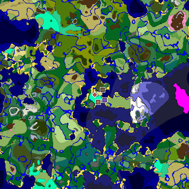 Predicted biome map of Java 1.21.4 seed -1509795224546926803 around estimated spawn
