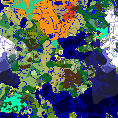 Predicted biome map of Java 1.21.4 seed 5287494119717238013 around estimated spawn