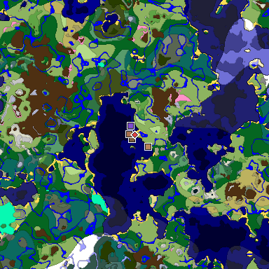 Predicted biome map of Java 1.21.4 seed -538345494920494433 around estimated spawn