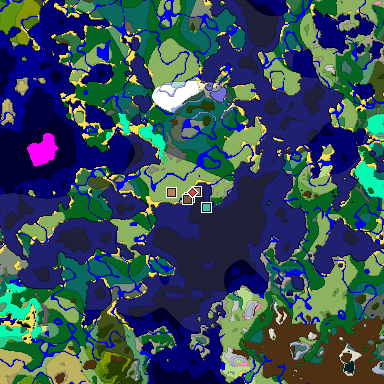 Predicted biome map of Java 1.21.4 seed -6378133827840069311 around estimated spawn
