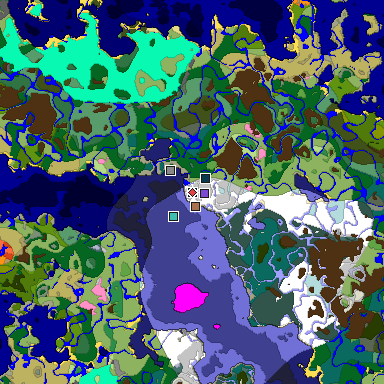 Predicted biome map of Java 1.21.4 seed -5158756252876700226 around estimated spawn