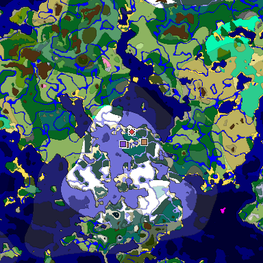 Predicted biome map of Java 1.21.4 seed -2283674592906705462 around estimated spawn