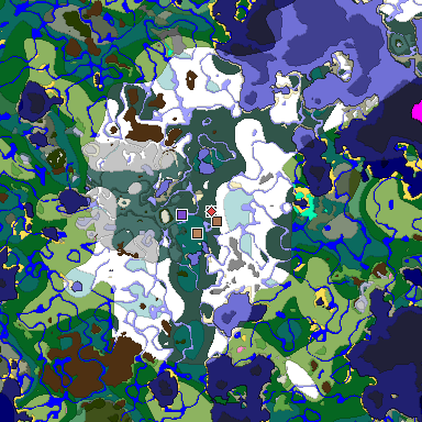 Predicted biome map of Java 1.21.4 seed 8685129443532766159 around estimated spawn