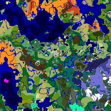 Predicted biome map of Java 1.21.4 seed -7556716354629024667 around estimated spawn