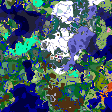 Predicted biome map of Java 1.21.4 seed -6880364712731708487 around estimated spawn