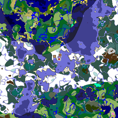 Predicted biome map of Java 1.21.4 seed 5702282985121538173 around estimated spawn
