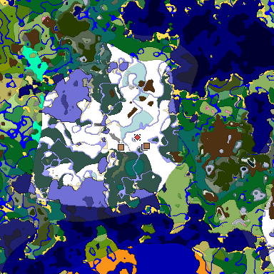 Predicted biome map of Java 1.21.4 seed 5295254836751189593 around estimated spawn