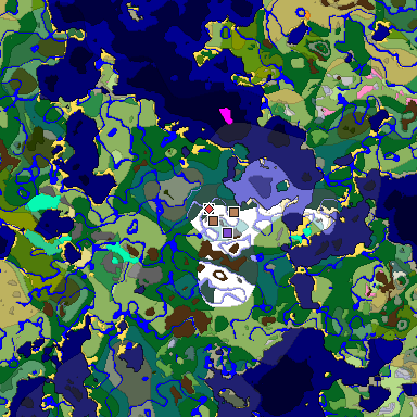 Predicted biome map of Java 1.21.4 seed 8374978114539023344 around estimated spawn