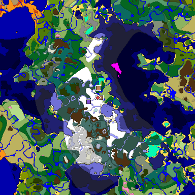 Predicted biome map of Java 1.21.4 seed -4433871865968874372 around estimated spawn