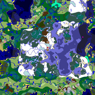 Predicted biome map of Java 1.21.4 seed 2131107793173983857 around estimated spawn