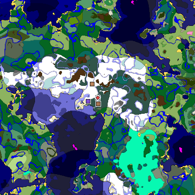 Predicted biome map of Java 1.21.4 seed 6148112386099647244 around estimated spawn