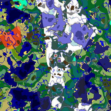Predicted biome map of Java 1.21.4 seed 3053900951946620339 around estimated spawn