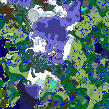 Predicted biome map of Java 1.21.4 seed 4609650680856513956 around estimated spawn