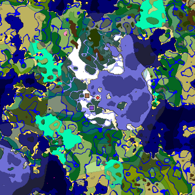 Predicted biome map of Java 1.21.4 seed -4228692293471853981 around estimated spawn