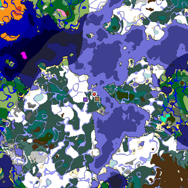 Predicted biome map of Java 1.21.4 seed 8404445458222991380 around estimated spawn