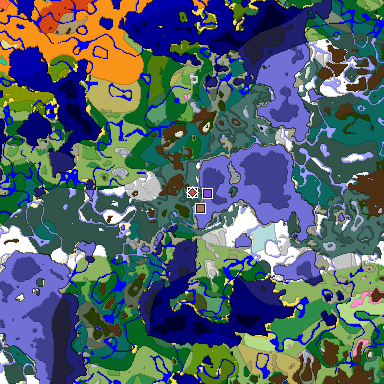 Predicted biome map of Java 1.21.4 seed 2942033034862034 around estimated spawn