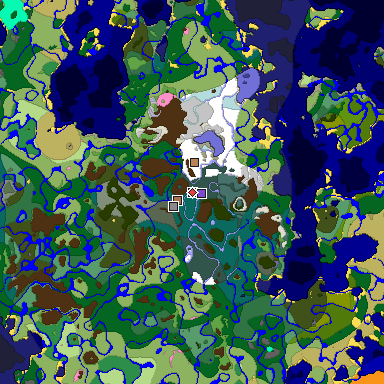 Predicted biome map of Java 1.21.4 seed 1196193816747863099 around estimated spawn