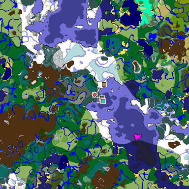 Predicted biome map of Java 1.21.4 seed 641910744093908377 around estimated spawn