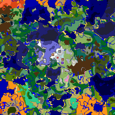 Predicted biome map of Java 1.21.4 seed 3920411064145490714 around estimated spawn