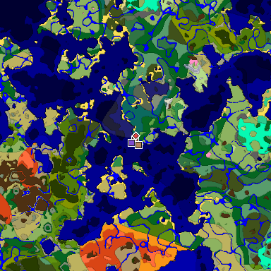 Predicted biome map of Java 1.21.4 seed 1984808128320879801 around estimated spawn