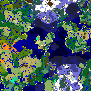 Predicted biome map of Java 1.21.4 seed 1537362819154939113 around estimated spawn