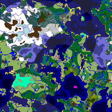 Predicted biome map of Java 1.21.4 seed 1967238735055037659 around estimated spawn