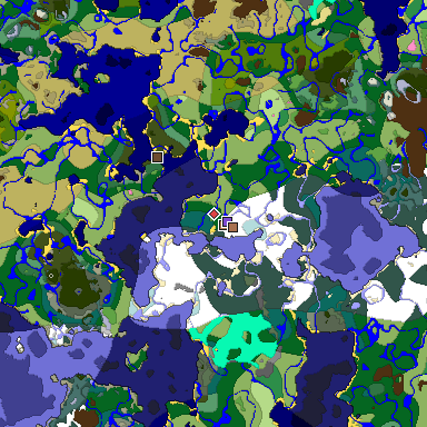 Predicted biome map of Java 1.21.4 seed 7881697696715548941 around estimated spawn