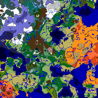 Predicted biome map of Java 1.21.4 seed -3268757898780264463 around estimated spawn