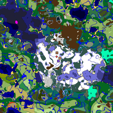 Predicted biome map of Java 1.21.4 seed -6397211512732453253 around estimated spawn