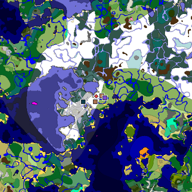 Predicted biome map of Java 1.21.4 seed -6655748185548894897 around estimated spawn