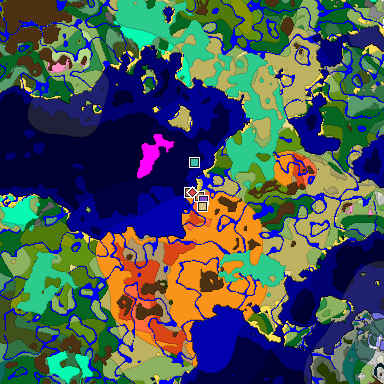 Predicted biome map of Java 1.21.4 seed -5196775869877776706 around estimated spawn