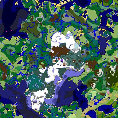 Predicted biome map of Java 1.21.4 seed 1140720965023192519 around estimated spawn
