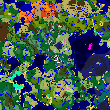 Predicted biome map of Java 1.21.4 seed -8905458320333878243 around estimated spawn