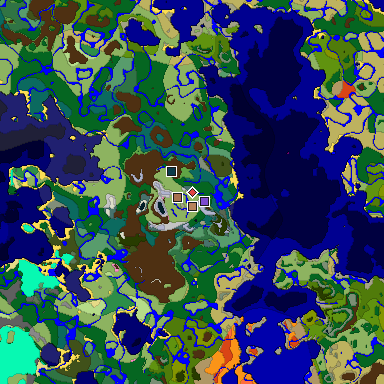 Predicted biome map of Java 1.21.4 seed -4082771974073035237 around estimated spawn