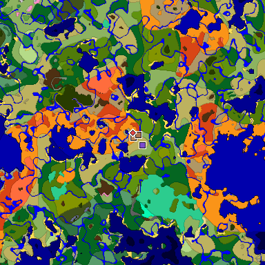 Predicted biome map of Java 1.21.4 seed -4294294456768990603 around estimated spawn