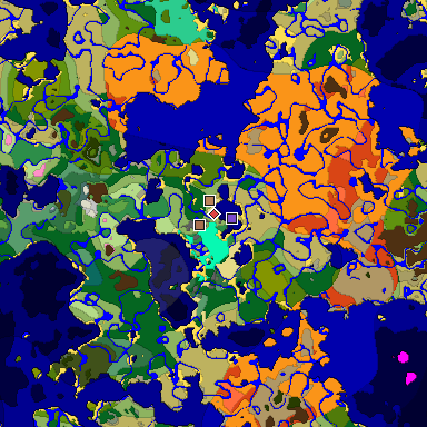 Predicted biome map of Java 1.21.4 seed -4244376147984994133 around estimated spawn