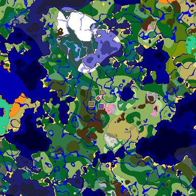 Predicted biome map of Java 1.21.4 seed -6173686642023955424 around estimated spawn