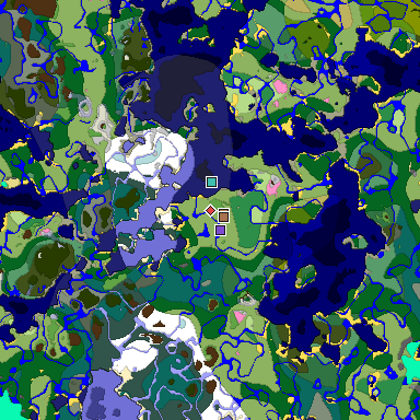 Predicted biome map of Java 1.21.4 seed 1333470855109250800 around estimated spawn