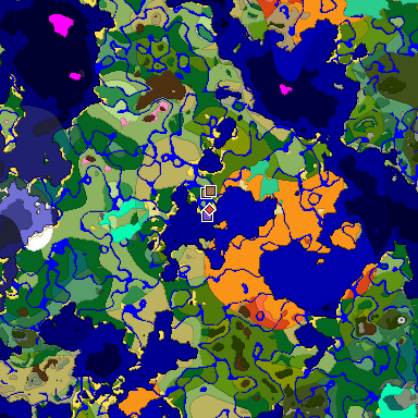 Predicted biome map of Java 1.21.4 seed 5616767803554150970 around estimated spawn