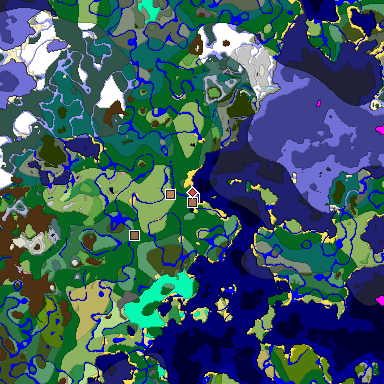 Predicted biome map of Java 1.21.4 seed -5797092078396880780 around estimated spawn