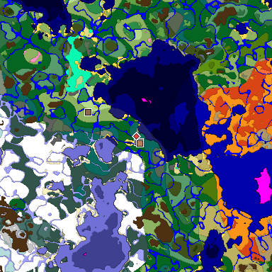 Predicted biome map of Java 1.21.4 seed -4798845262216866899 around estimated spawn