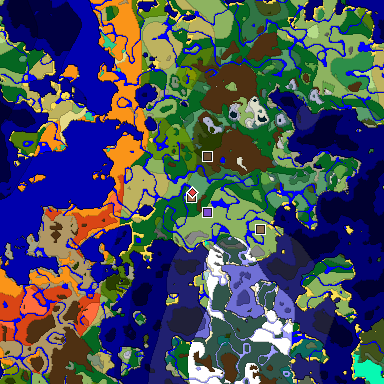 Predicted biome map of Java 1.21.4 seed -7600332999834200863 around estimated spawn
