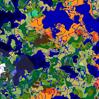 Predicted biome map of Java 1.21.4 seed 9175453714083418112 around estimated spawn