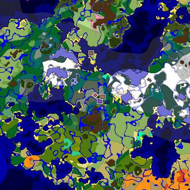 Predicted biome map of Java 1.21.4 seed -3431764517376989528 around estimated spawn
