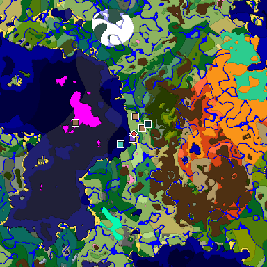 Predicted biome map of Java 1.21.4 seed 6912885081493602758 around estimated spawn