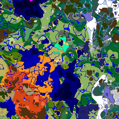 Predicted biome map of Java 1.21.4 seed 1173536474988737884 around estimated spawn