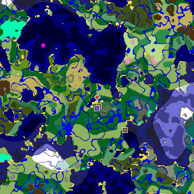 Predicted biome map of Java 1.21.4 seed 5904602561051716071 around estimated spawn