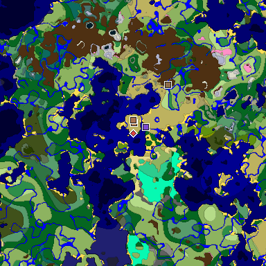 Predicted biome map of Java 1.21.4 seed 8215573545689397374 around estimated spawn