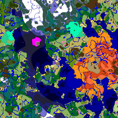Predicted biome map of Java 1.21.4 seed 3652020691300189836 around estimated spawn